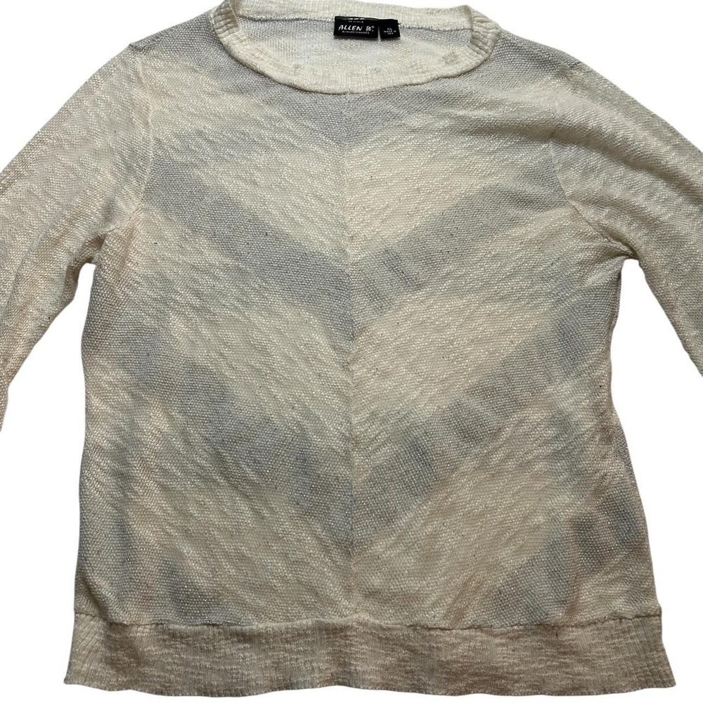 Sheer Chevron Knit Sweater Cream Silver Allen B. by Allen Schwartz Disco XL - Picture 2 of 8